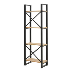 Βιβλιοθήκη Crimson pakoworld σε oak-μαύρη απόχρωση 50x22x150εκ – 197-000292