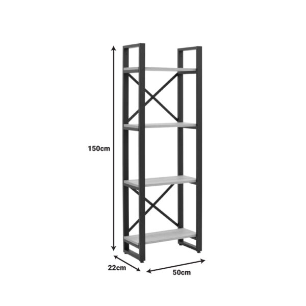 Βιβλιοθήκη Crimson pakoworld σε oak-μαύρη απόχρωση 50x22x150εκ – 197-000292