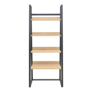 Βιβλιοθήκη Ryder pakoworld σε oak-μαύρη απόχρωση 75x36x185εκ – 197-000293
