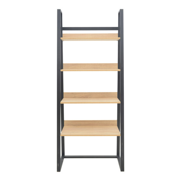Βιβλιοθήκη Ryder pakoworld σε oak-μαύρη απόχρωση 75x36x185εκ – 197-000293