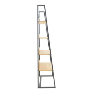Βιβλιοθήκη Ryder pakoworld σε oak-μαύρη απόχρωση 75x36x185εκ – 197-000293
