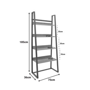 Βιβλιοθήκη Ryder pakoworld σε oak-μαύρη απόχρωση 75x36x185εκ – 197-000293