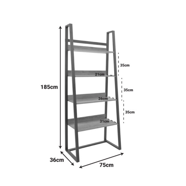 Βιβλιοθήκη Ryder pakoworld σε oak-μαύρη απόχρωση 75x36x185εκ – 197-000293
