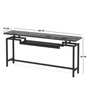 Κονσόλα Onole pakoworld σε καρυδί – μαύρο μέταλλο 180x35x82εκ – 197-000294