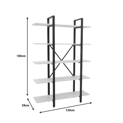 Βιβλιοθήκη Esthon pakoworld σε λευκή όψη μαρμάρου με χρυσό μέταλλο 120x28x180εκ – 197-000304