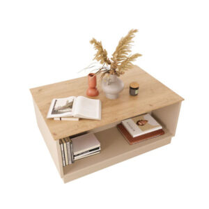 Τραπέζι Monik pakoworld σε oak-ανοιχτό γκρι απόχρωση 90x56x40εκ – 197-000313