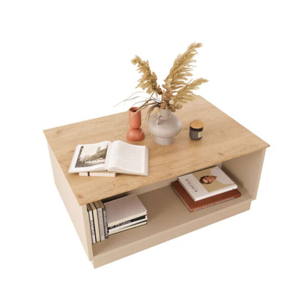 Τραπέζι Monik pakoworld σε oak-ανοιχτό γκρι απόχρωση 90x56x40εκ – 197-000313