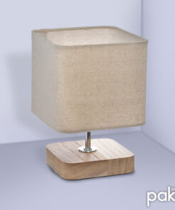Επιτραπέζιο φωτιστικό Sand pakoworld Ε14 ξύλινο μεταλλικό φυσικό-εκρού 15x15x21εκ – 199-000003