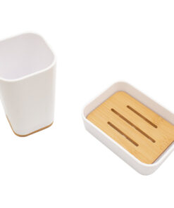 Σετ αξεσουάρ μπάνιου Nature pakoworld 2τμχ pp χρώμα λευκό – 199-000036