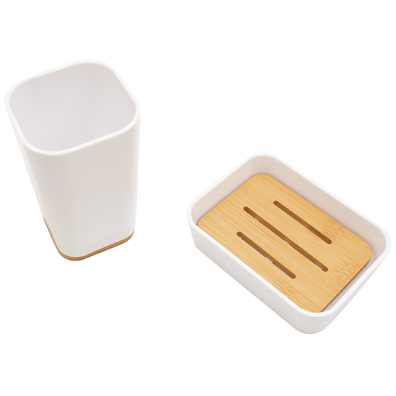 Σετ αξεσουάρ μπάνιου Nature pakoworld 2τμχ pp χρώμα λευκό – 199-000036