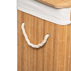 Καλάθι απλύτων Natural pakoworld χρώμα φυσικό-λευκό 40x30x50εκ – 199-000056