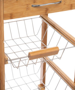 Τρόλεϊ-ραφιέρα 7όροφη Esla pakoworld bamboo φυσικό-λευκό 73,5x37x86εκ – 199-000130