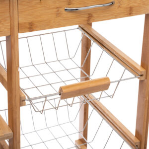 Τρόλεϊ-ραφιέρα 7όροφη Esla pakoworld bamboo φυσικό-λευκό 73,5x37x86εκ – 199-000130