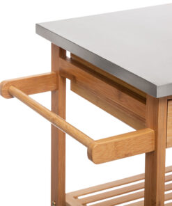 Τρόλεϊ-ραφιέρα 7όροφη Esla pakoworld bamboo φυσικό-λευκό 73,5x37x86εκ – 199-000130