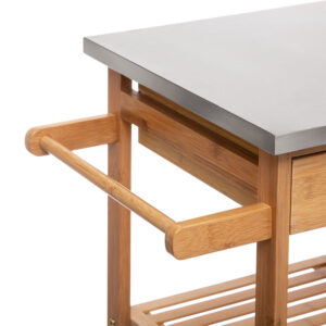 Τρόλεϊ-ραφιέρα 7όροφη Esla pakoworld bamboo φυσικό-λευκό 73,5x37x86εκ – 199-000130