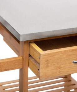 Τρόλεϊ-ραφιέρα 7όροφη Esla pakoworld bamboo φυσικό-λευκό 73,5x37x86εκ – 199-000130