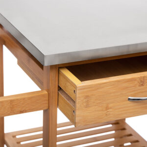 Τρόλεϊ-ραφιέρα 7όροφη Esla pakoworld bamboo φυσικό-λευκό 73,5x37x86εκ – 199-000130