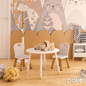 Παιδικό τραπεζάκι Playful pakoworld λευκό-φυσικό Φ60×43,5εκ – 199-000260