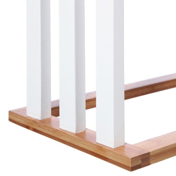 Κρεμάστρα επιδαπέδια Tower pakoworld MDF-μπαμπού λευκό-φυσικό 55x24x82εκ – 199-000498