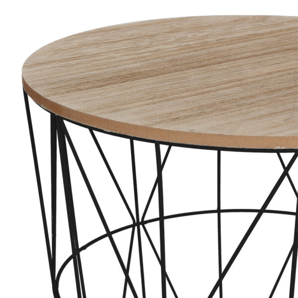 Βοηθητικό τραπέζι Kumi pakoworld mdf επιφάνεια oak και μέταλλο σε μαύρη απόχρωση Φ40×41εκ – 199-000642