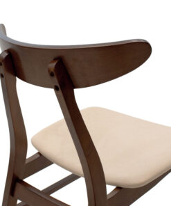 Tραπεζαρία Benson – Orlean pakoworld σετ 5τμχ καρυδί – ύφασμα μπεζ 80x80x75εκ – 200-000176