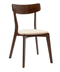 Tραπεζαρία Benson – Toto pakoworld σετ 5τμχ καρυδί – ύφασμα μπεζ 80x80x75εκ – 200-000178