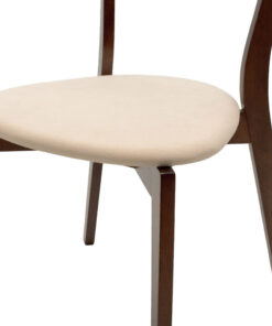 Tραπεζαρία Benson – Toto pakoworld σετ 5τμχ καρυδί – ύφασμα μπεζ 80x80x75εκ – 200-000178