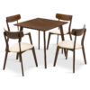 Dining set Benson – Toto pakoworld 5pcs 80x80x75cm in walnut – beige fabric 200-000178