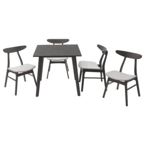 Tραπεζαρία Benson – Orlean pakoworld σετ 5τμχ rustic grey – ύφασμα γκρι 80x80x75εκ – 200-000179