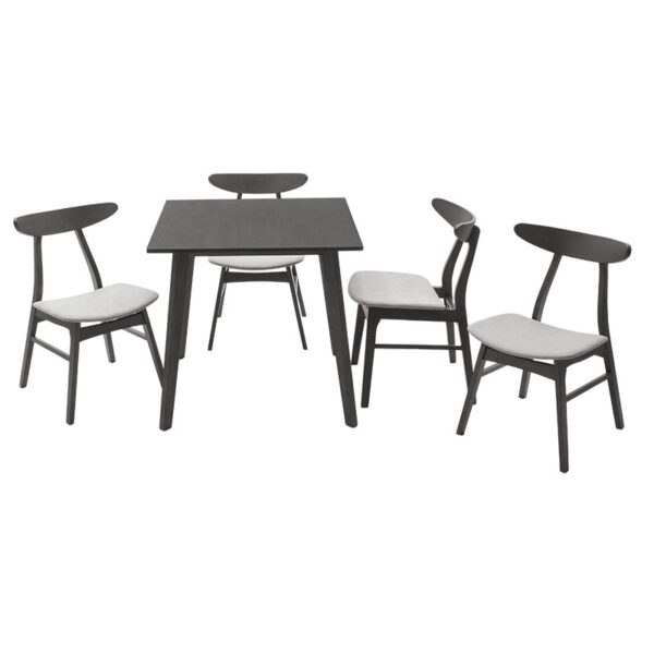 Tραπεζαρία Benson – Orlean pakoworld σετ 5τμχ rustic grey – ύφασμα γκρι 80x80x75εκ – 200-000179
