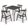 Dining set Benson – Orlean pakoworld 5pcs 80x80x75cm in rustic grey – grey fabric 200-000179