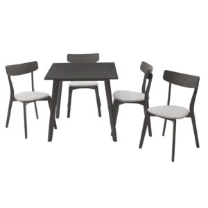 Tραπεζαρία Benson – Toto pakoworld σετ 5τμχ rustic grey – ύφασμα grey 80x80x75εκ – 200-000181