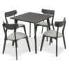 Dining set Benson – Toto pakoworld 5pcs 80x80x75cm in rustic grey – grey fabric 200-000181