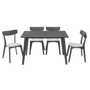 Tραπεζαρία Benson – Toto pakoworld σετ 5τμχ rustic grey – ύφασμα γκρι 120x75x75εκ – 200-000187