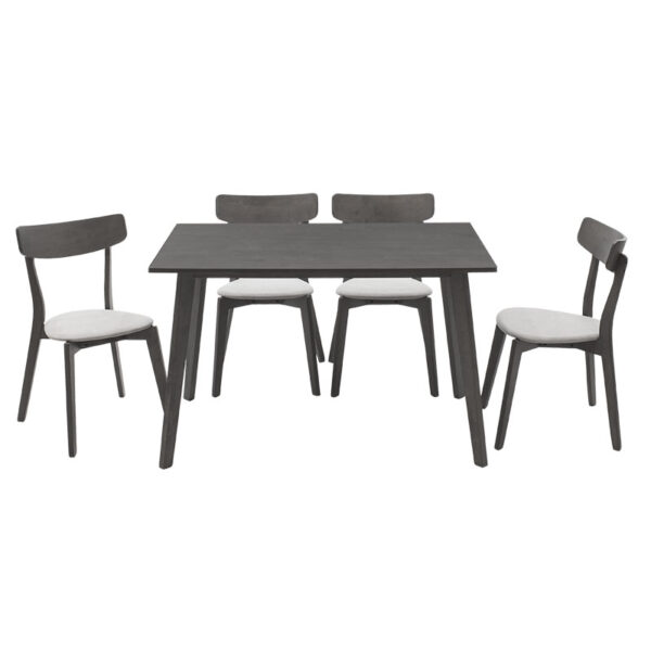 Tραπεζαρία Benson – Toto pakoworld σετ 5τμχ rustic grey – ύφασμα γκρι 120x75x75εκ – 200-000187