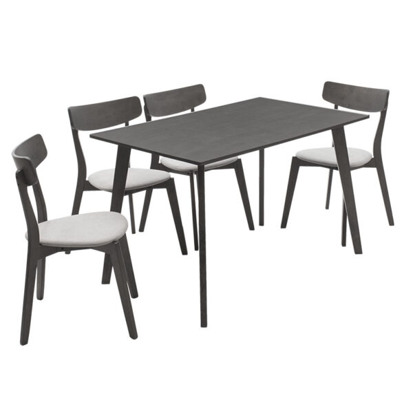 Tραπεζαρία Benson – Toto pakoworld σετ 5τμχ rustic grey – ύφασμα γκρι 120x75x75εκ – 200-000187
