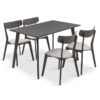 Dining set Benson – Toto pakoworld 5pcs 120x75x75cm in rustic grey – grey fabric 200-000187