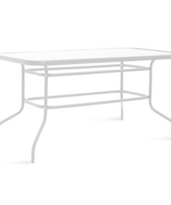 Τραπεζαρία Valor-Calan σετ 7τεμ pakoworld μέταλλο λευκό-textilene καφέ – 200-000320