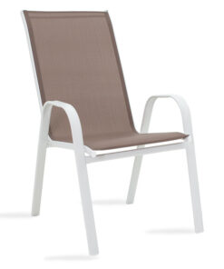 Τραπεζαρία Valor-Calan σετ 7τεμ pakoworld μέταλλο λευκό-textilene καφέ – 200-000320