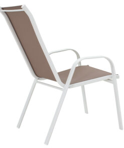 Τραπεζαρία Valor-Calan σετ 7τεμ pakoworld μέταλλο λευκό-textilene καφέ – 200-000320