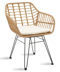 Τραπεζαρία Naoki σετ 5τεμ pakoworld μέταλλο-μαύρο-pe φυσικό – 200-000342