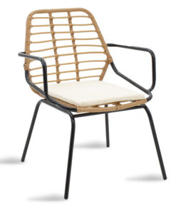 Σαλόνι Gaus-Naoki σετ 3τεμ pakoworld μέταλλο μαύρο pe φυσικό – 200-000359