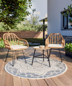 Σαλόνι Gaus-Naoki σετ 3τεμ pakoworld μέταλλο μαύρο-pe φυσικό. – 200-000362