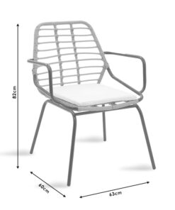 Τραπεζαρία Gaus-Naoki σετ 3τεμ pakoworld μέταλλο μαύρο pe φυσικό – 200-000369