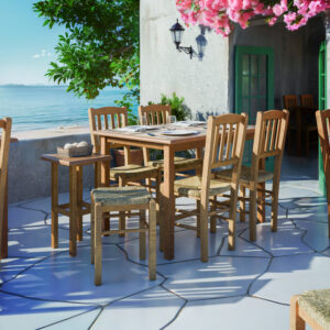 Καρέκλα καφενείου με ψάθα Damnir-Charchie pakoworld μασίφ ξύλο οξιάς λούστρο καρυδί 41x42x92εκ – 200-000747