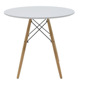 Τραπεζαρία Ezra-Julita pakoworld σετ 5τεμ pp-mdf σε λευκό/γκρι με φυσική απόχρωση πόδια Φ80×73εκ – 200-000997