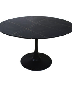 Τραπεζαρία Gaston-Balou I pakoworld σετ 5τεμ pp-mdf σε μαύρη-φυσική απόχρωση Φ120×75εκ – 200-001027