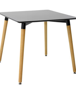 Τραπεζαρία Natali-Caron pakoworld σετ 3τεμ mdf σε μαύρη-φυσική απόχρωση 80x80x76εκ – 200-001165