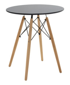 Τραπεζαρία Julita pakoworld σετ 3τεμ MDF μαύρο-ξύλο οξιάς σε φυσική απόχρωση Φ60×73εκ – 200-001195