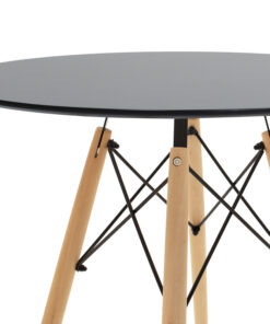 Τραπεζαρία Julita pakoworld σετ 3τεμ MDF μαύρο-ξύλο οξιάς σε φυσική απόχρωση Φ60×73εκ – 200-001195